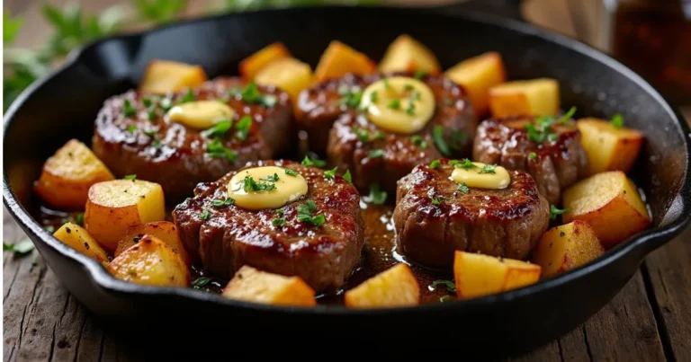 Garlic Butter Steak Bites and Potatoes