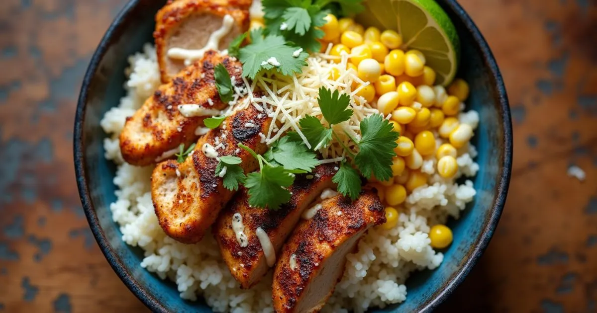 Street Corn Chicken Rice Bowl